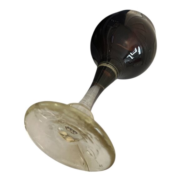 Handmade Jackie Brillard Signed Art Glass Goblet – 1998 – Purple Bowl & Clear Ba - Picture 4 of 7